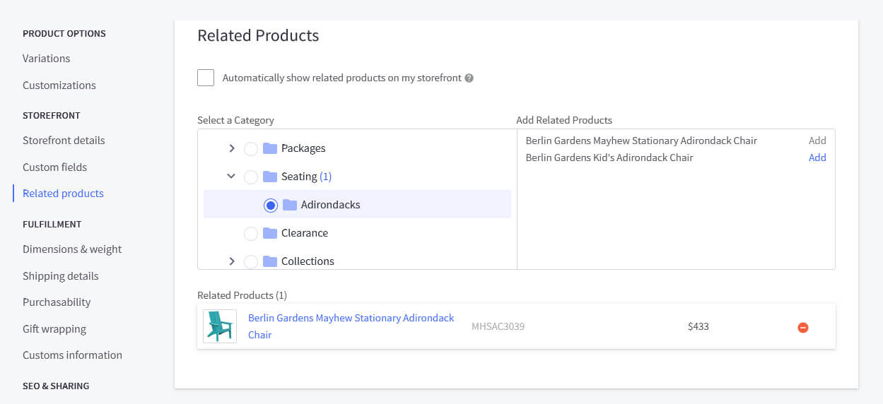 Add Related Products Manually in bigcommerce store.