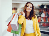 a woman enjoying online shopping during the holiday season