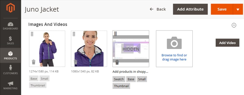upload images, videos in Magento 2 Configurable type product