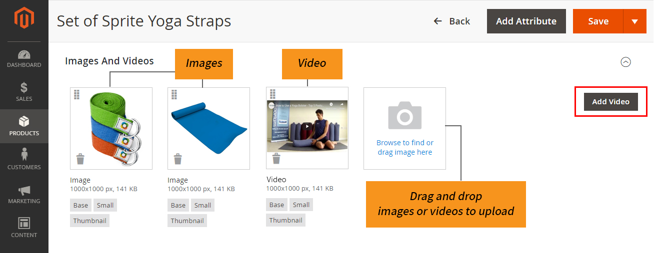 how to create magento 2 grouped product upload images or videos