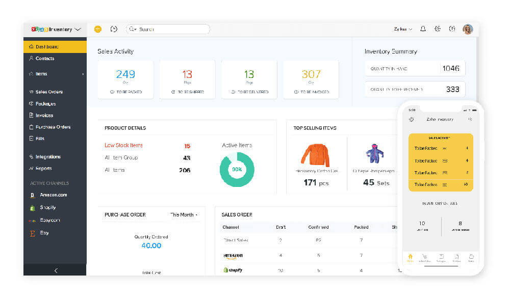 Zoho Software Inventory Management dashboard