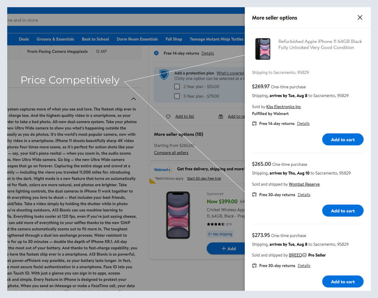seller on walmart marketplace price competitively