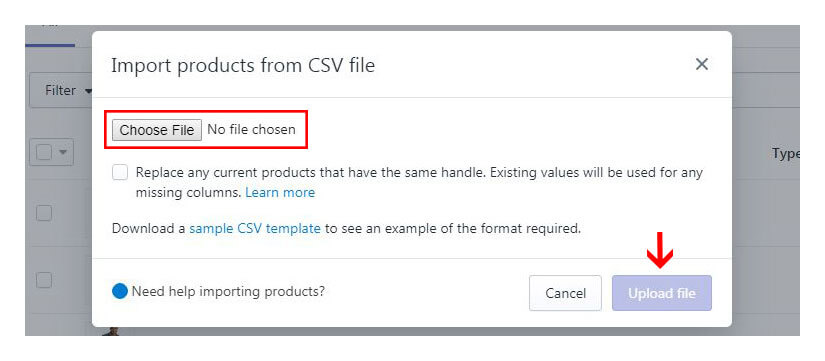shopify product csv import